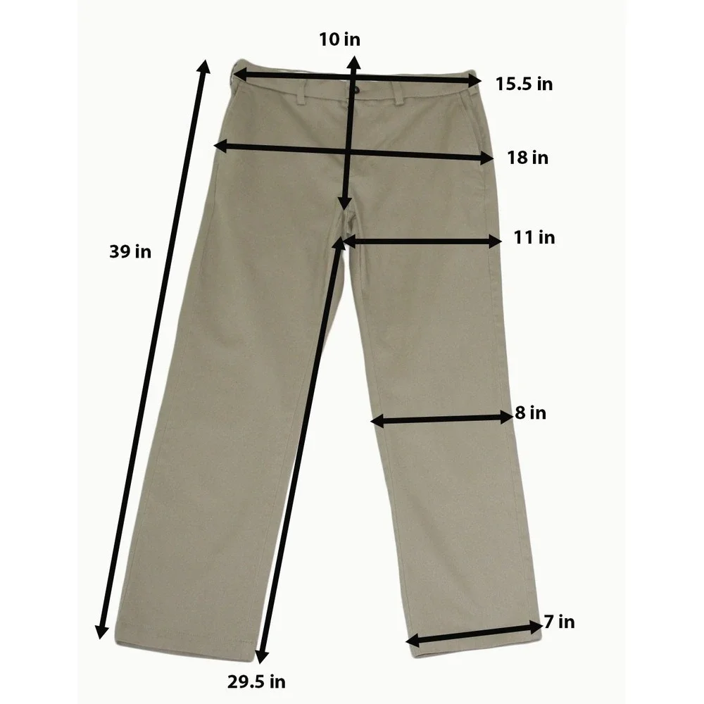 George Mens Khaki Chino Pants Tan Flat Front Straight Leg Trousers 31x29.5